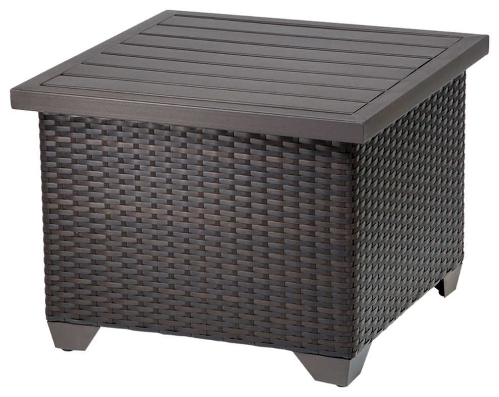 TK Classics Barbados Patio Wicker End Table in Espresso Tropical