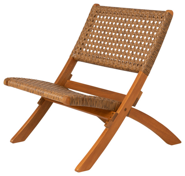 Sava IndoorOutdoor Folding Chair in Tan Wicker Modern Outdoor