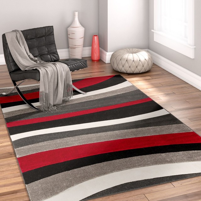 Well Woven Ruby Red Area Rug, 7'10"x9'10" Contemporary Area Rugs