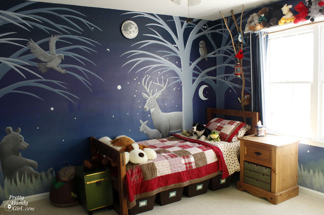 Boy's Forest Mural Bedroom - Eklektisk - Børneværelse - Raleigh ...