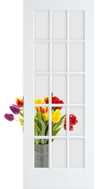 15-Lite Clear Glass French Door, Primed, 36"x80"x1.375"