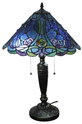 Amora Lighting Tiffany Style Blue Table Lamp 24 Inches Tall Amora Lighting Tiffany Style Blue Table Lamp 24 Inches Tall