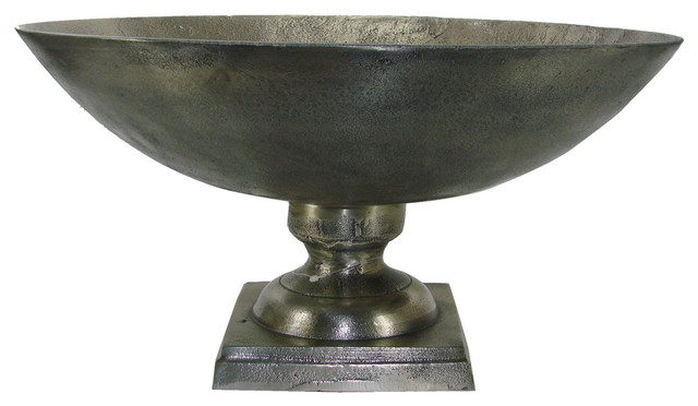 xron Textured Aluminum Display Bowl, Charcoal Silver