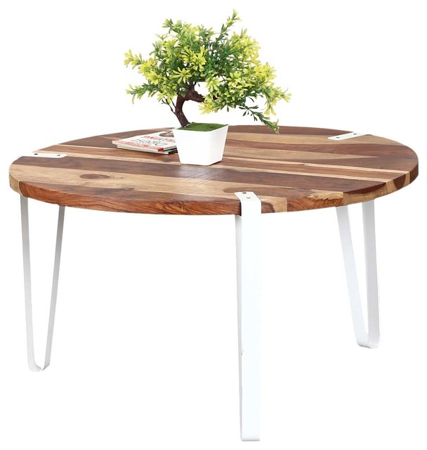Modern Zebra Solid Wood Iron Round Accent Coffee Table Modern Zebra Solid Wood Iron Round Accent Coffee Table