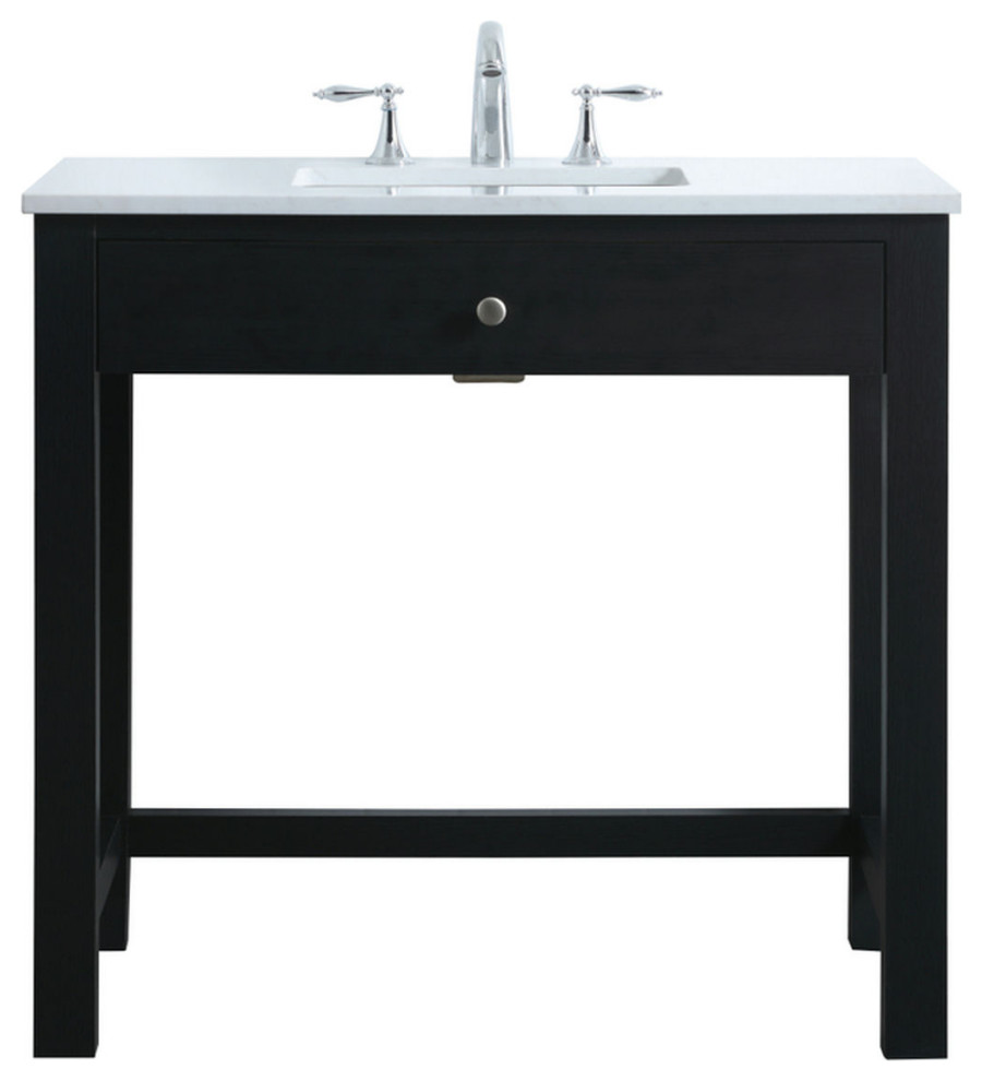 36" ADA Compliant Bathroom Vanity, Black Transitional Bathroom Vanities And Sink Consoles