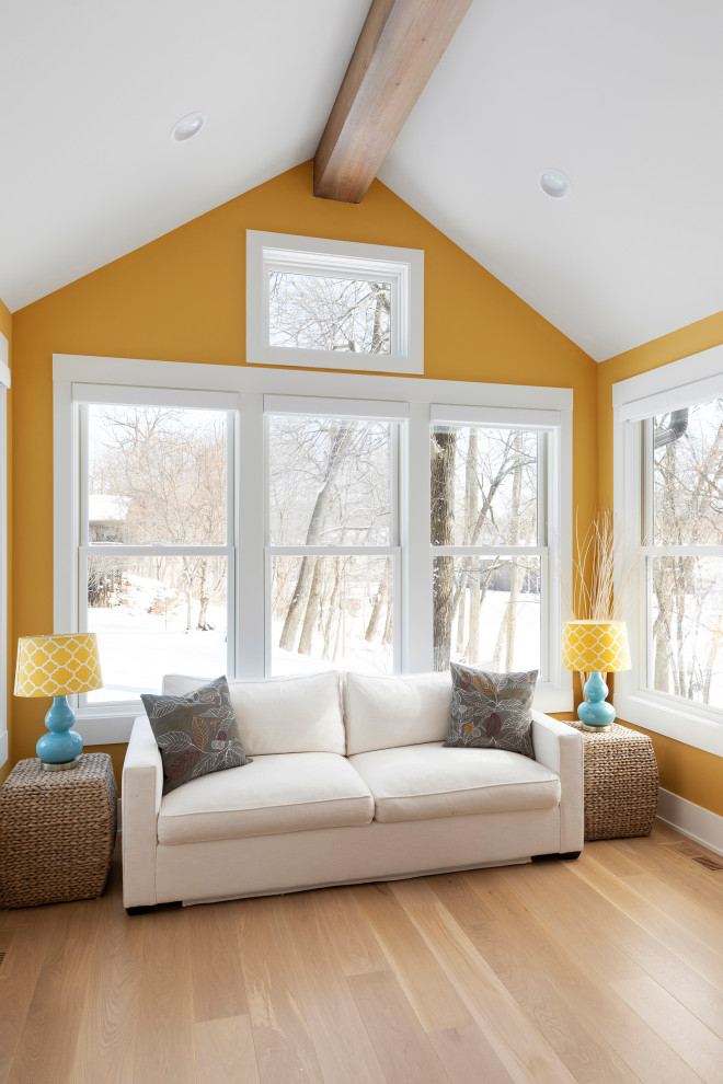This is an example of a transitional sunroom in Minneapolis.