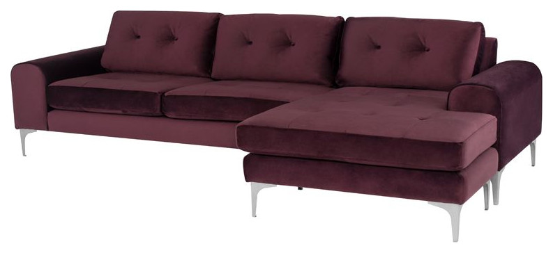 Nuevo Furniture Colyn Sectional Sofa in Mulberry/Silver