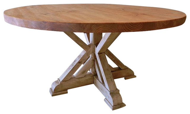 American Hand Crafted Rustic Dining, Rustic Round Dining Table With Leaf