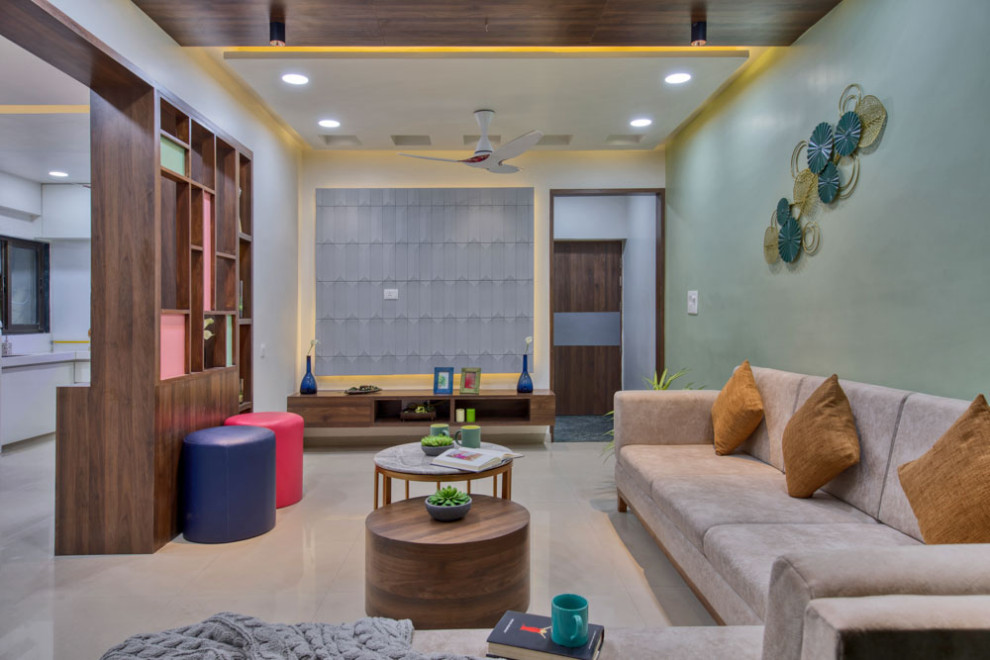 A quirky and colourful home in Ahmedabad - Modern - Living Room - Ahmedabad - by Beautiful Homes ...