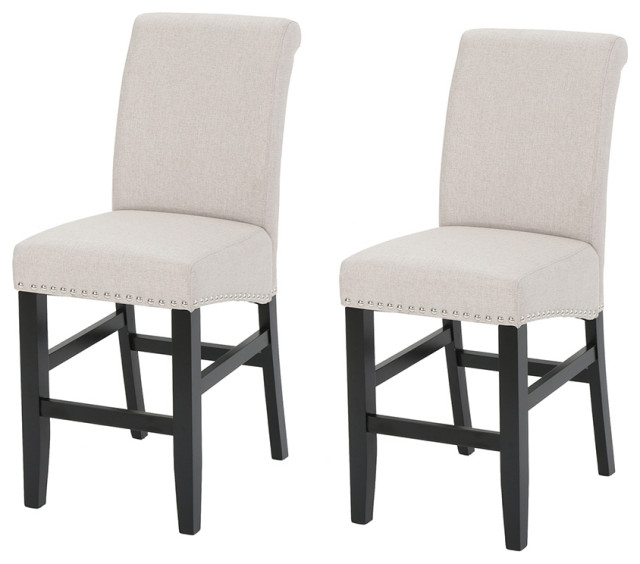 Counter Height Stools Set of 2 Beige Modern Bar Stools And Counter