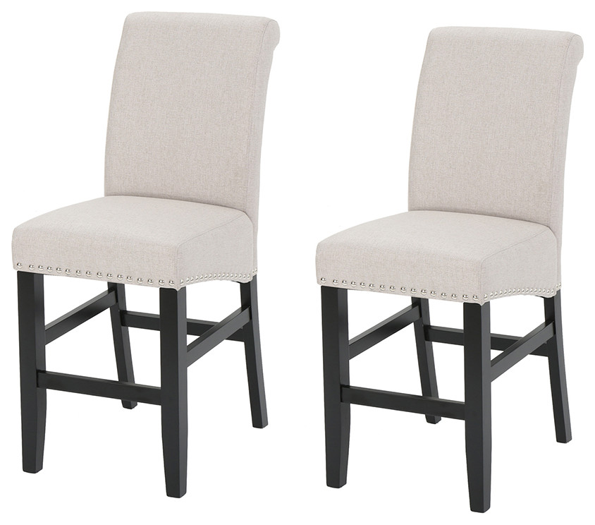 Counter Height Stools Set of 2 Beige Modern Bar Stools And Counter