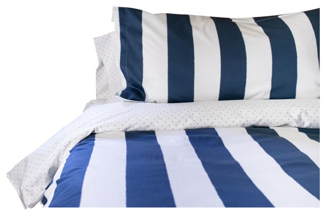 Bold Stripe Matte Sateen Comforter Set Beach Style Comforters
