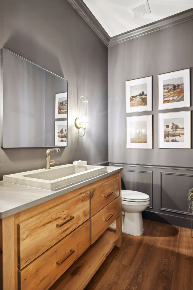Example of a transitional powder room design in Minneapolis