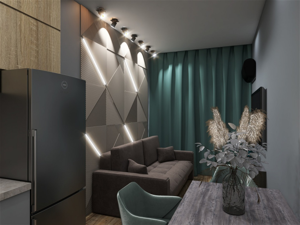 Дизайн-проект однокомнатной квартиры. Кухня-гостиная