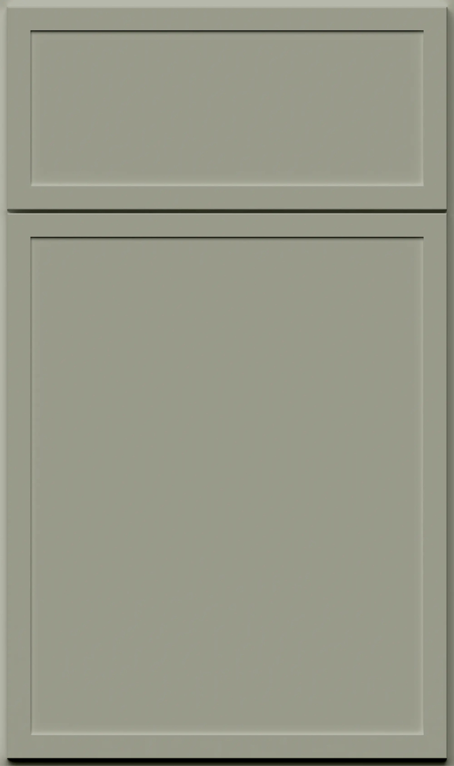 Pistachio Green Slim Shaker cabinet door with narrow frame, recessed flat panel, and clean contemporary lines