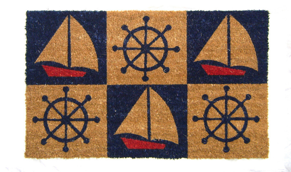 Nautical Boats Doormat Beach Style Doormats by Geo Crafts Inc