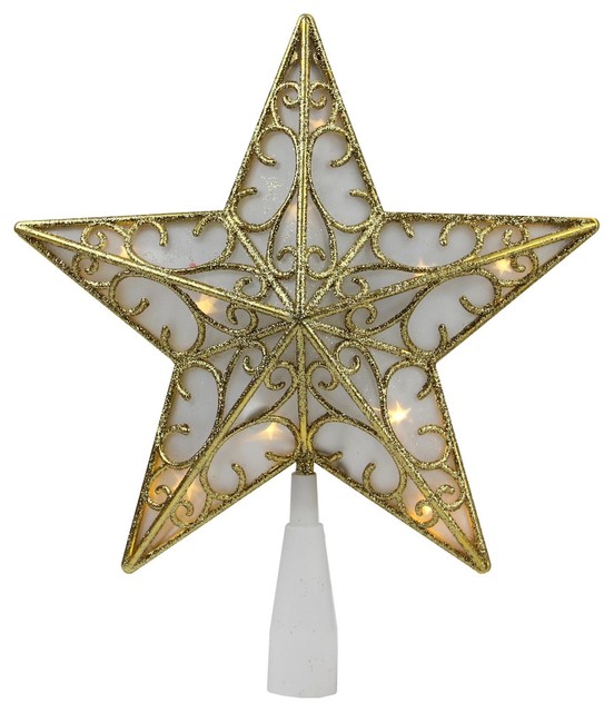 Christmas Tree Topper Snowflake Gold Glitter Metal Holiday Winter Snow