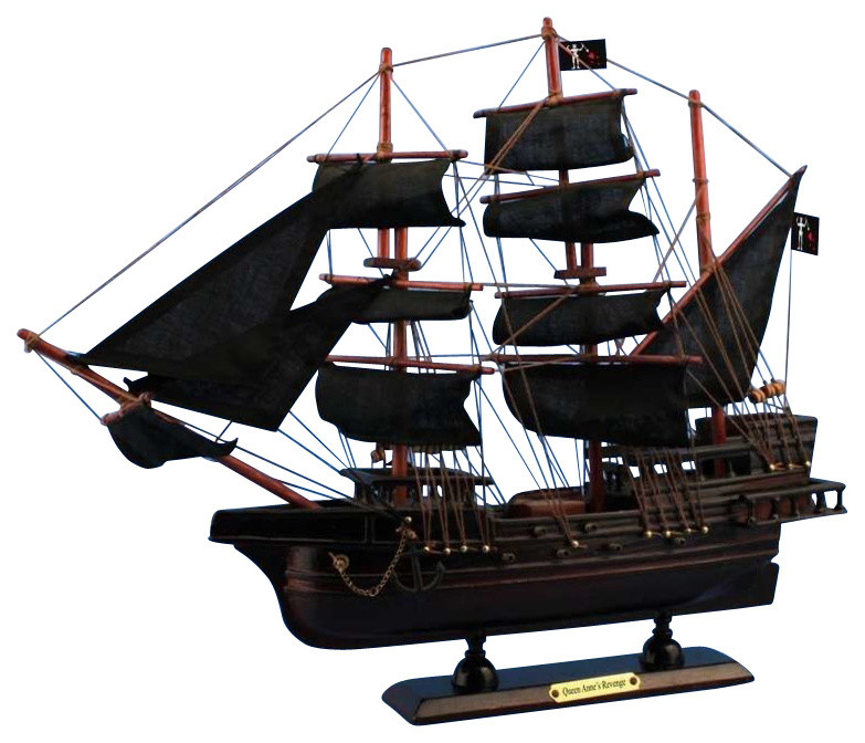 Blackbeard's Queen Anne's Revenge, Wooden Pirate Ship Model, 15"