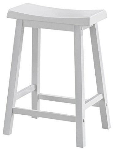 Monarch Specialties, Saddle Seat Bar Stools, White, 24", Set of 2