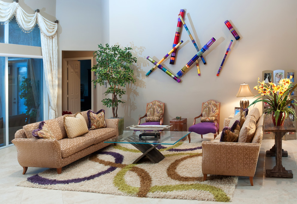 This is an example of an eclectic family room in Miami.