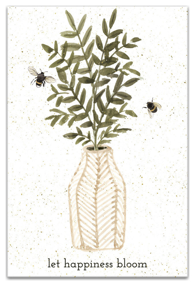 Let Happiness Bloom 20 x 30 Canvas Wall Art, 20 x 30 Farmhouse