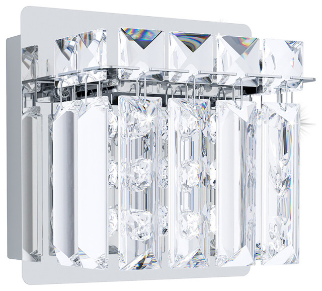 Fuetescusa 1-Light LED Wall Light, Chrome Finish, Clear Prisms