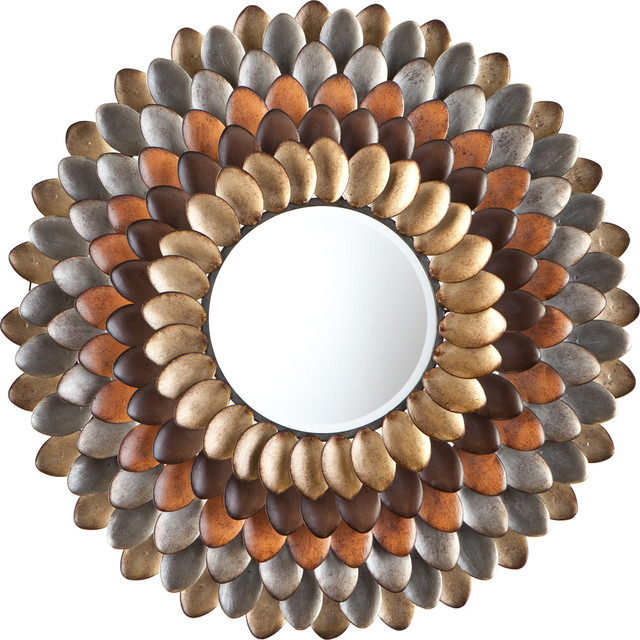 Albion Round Decorative Mirror Lightly Antiqued Metallic Multicolor