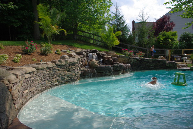 Pool with waterfall contemporary-swimming-pool