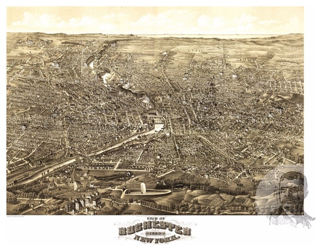 Historic Rochester, NY Map 1880, Vintage New York Art Print Decor