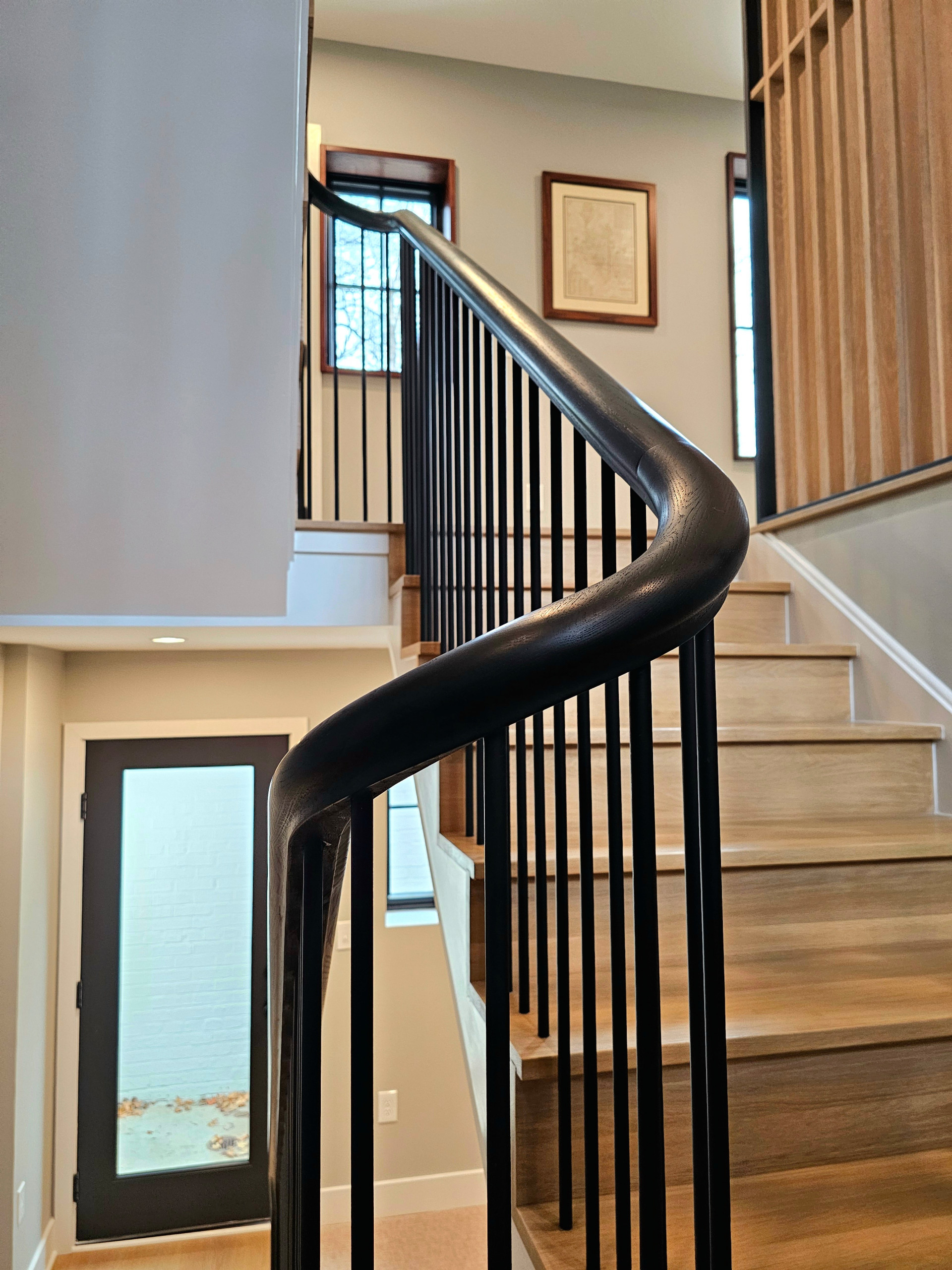 115_Stunning Continuous Rail System on 3 Story Floating Stairs; Arlington, VA 22