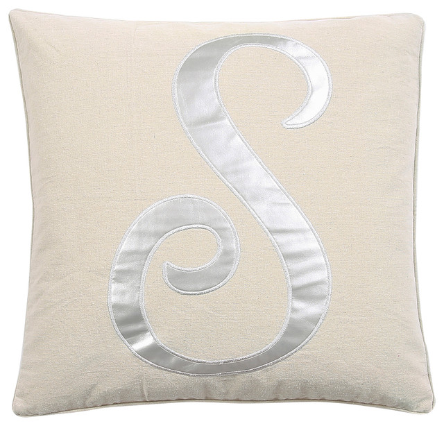 Amanda S Silver Letter Pillow 20 X20 Contemporary Decorative