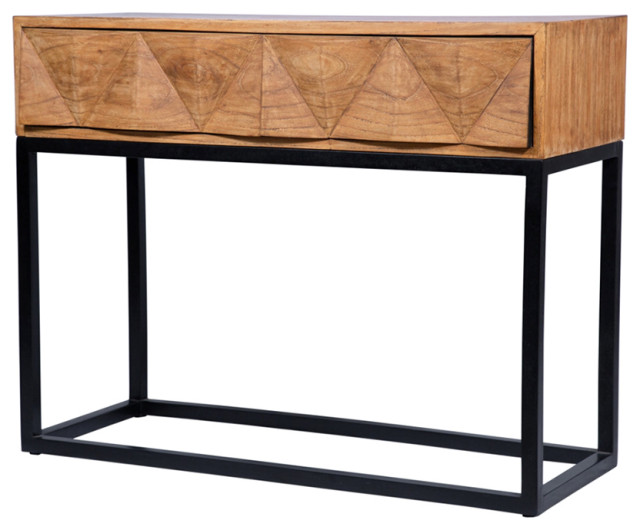 Airdrie Mindi Wood 2 Drawer Console Table Rustic Console Tables
