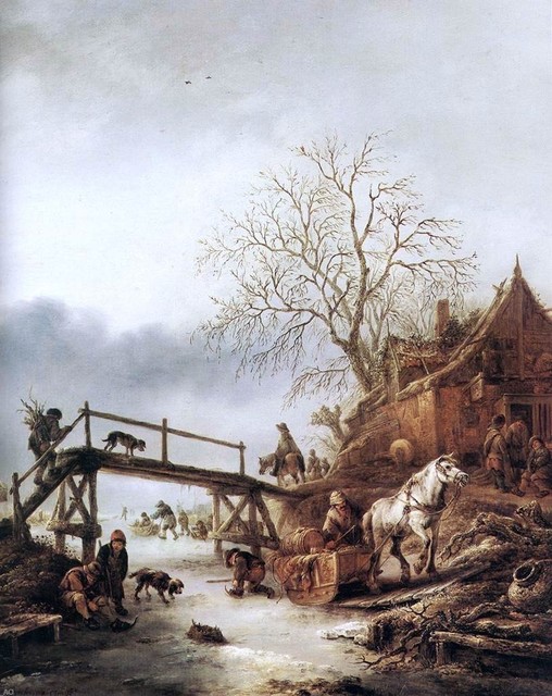 Isaac Van Ostade A Winter Scene Wall Decal, 20x25 Traditional Wall