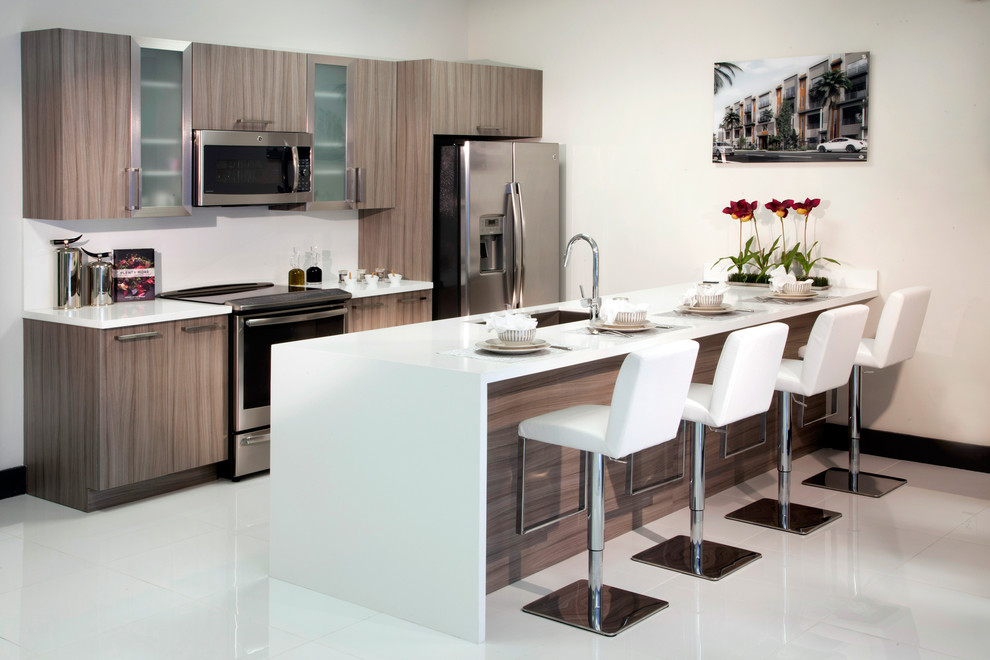 Photo of a contemporary kitchen in Miami.