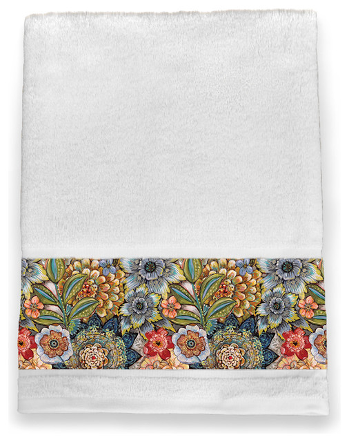 Boho Bouquet Bath Towel Contemporary Bath Towels by Laural Home