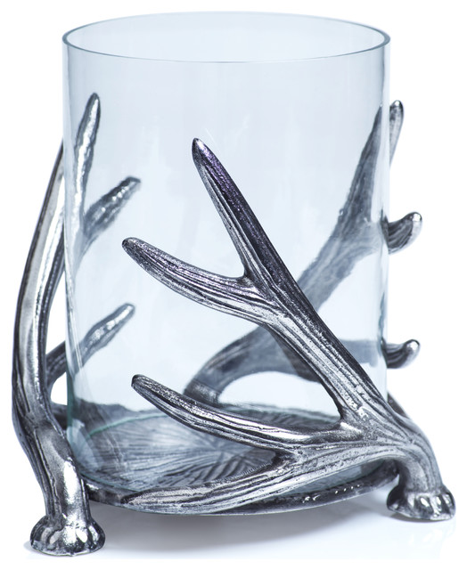 Antler Glass Hurricane Candle Holder Rustic Candleholders by