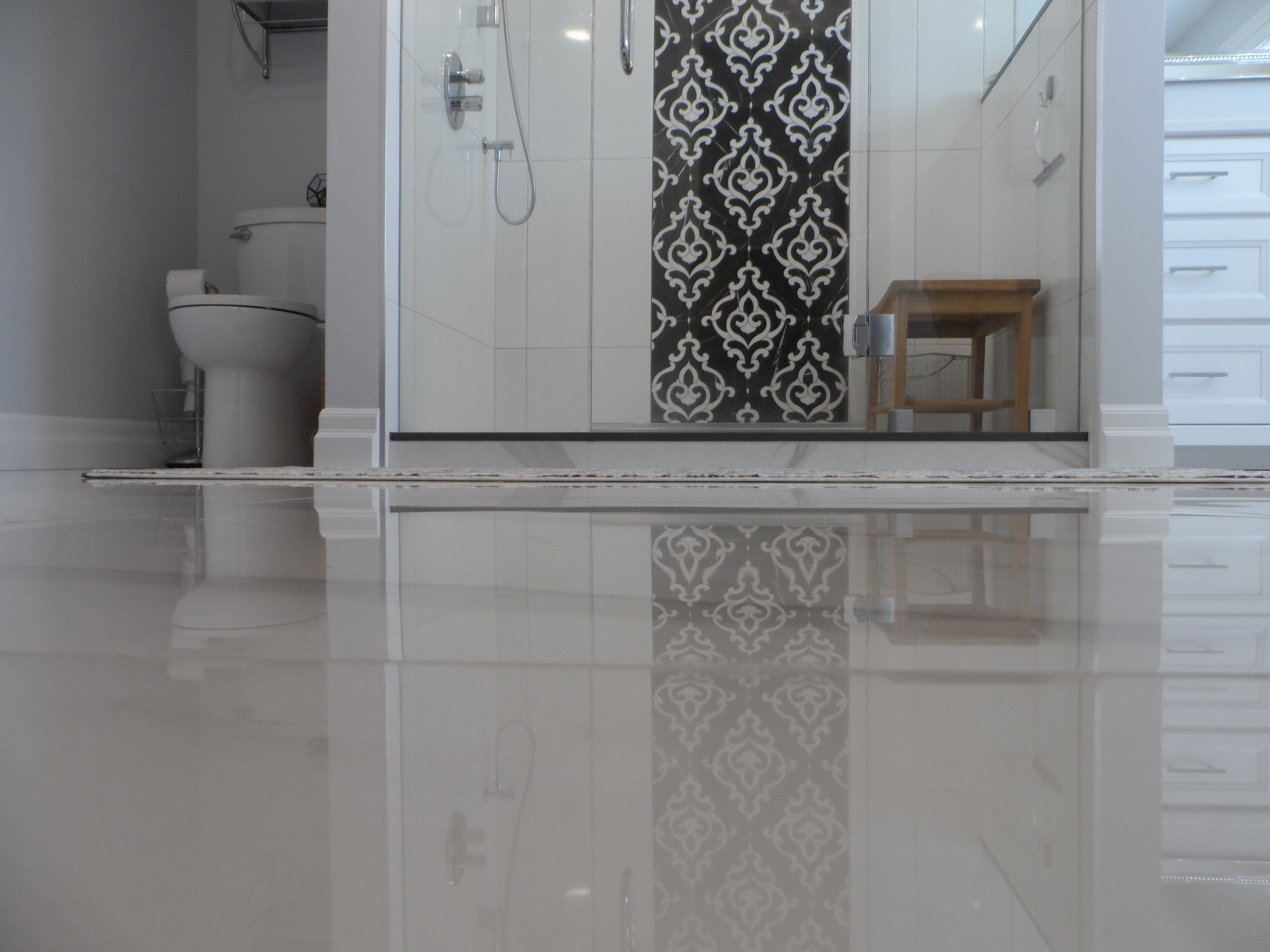 Master Bathroom with stunning shower accent tile