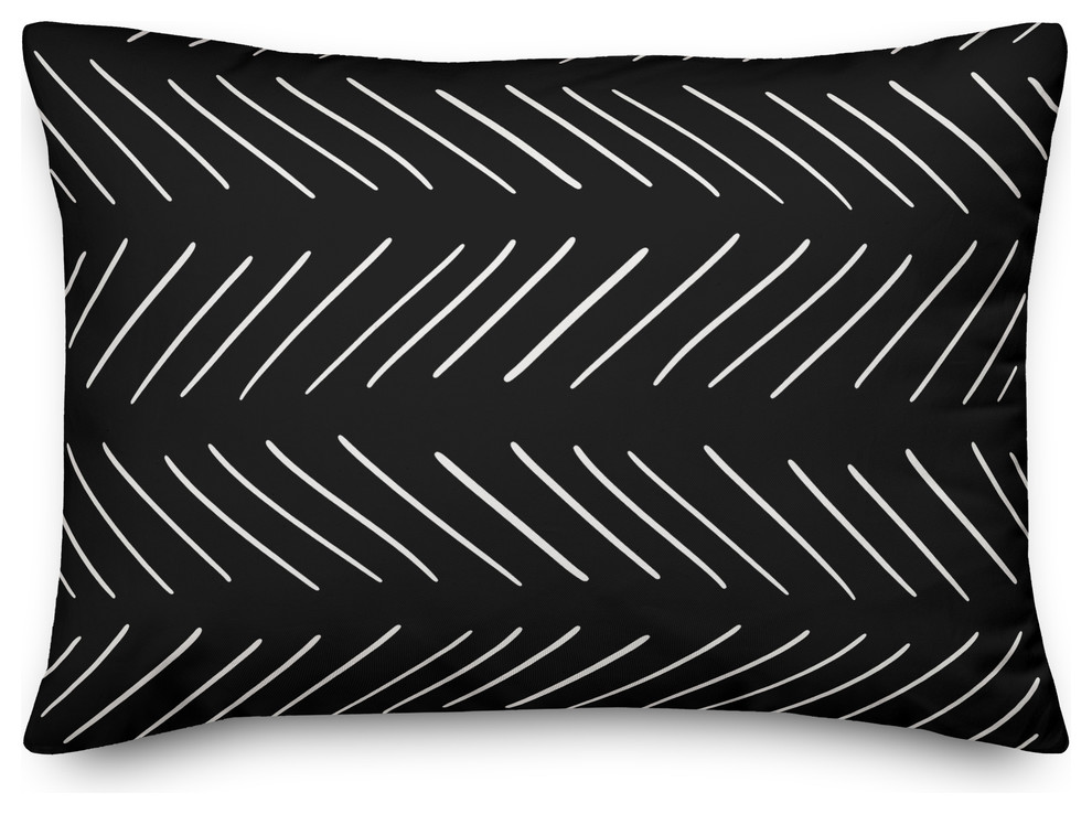 White and Black Modern Chevron 14x20 Lumbar Pillow
