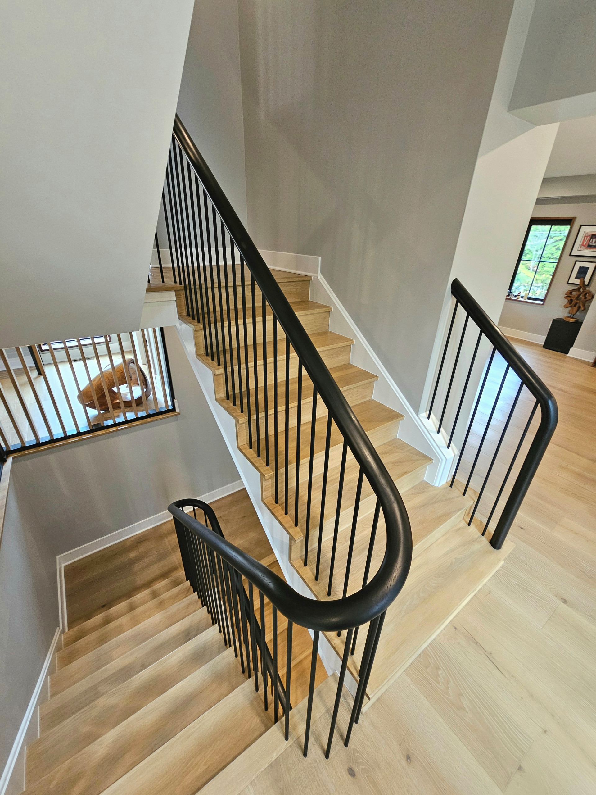 115_Stunning Continuous Rail System on 3 Story Floating Stairs; Arlington, VA 22
