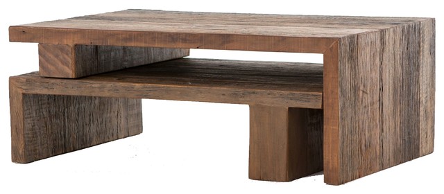 Ferris Reclaimed Wood Modular Nesting Coffee Table Rustic Ferris Reclaimed Wood Modular Nesting