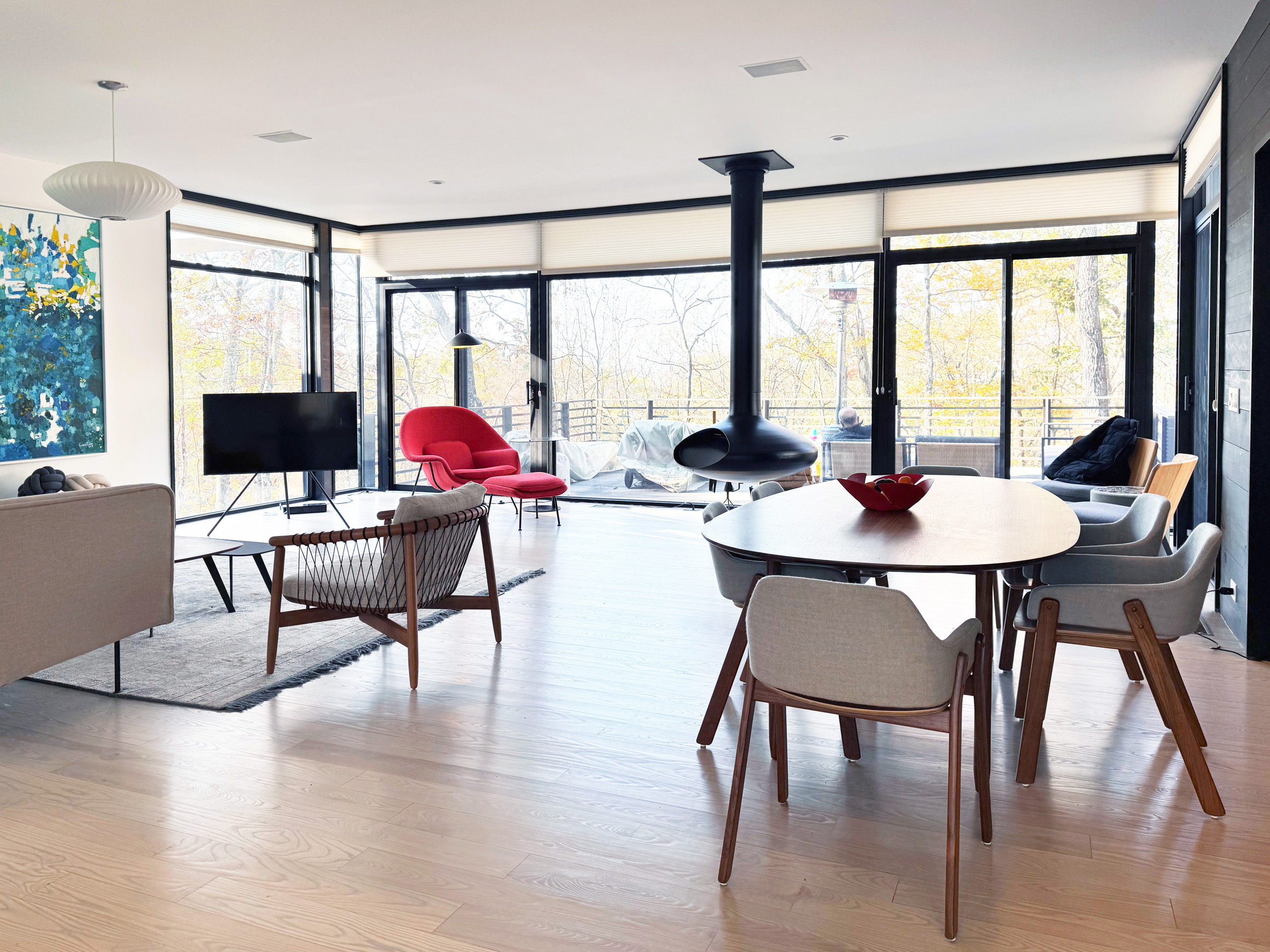Curated furniture, a refreshed wood floor color, and thoughtful layout updates blending modern elegance with cozy charm.