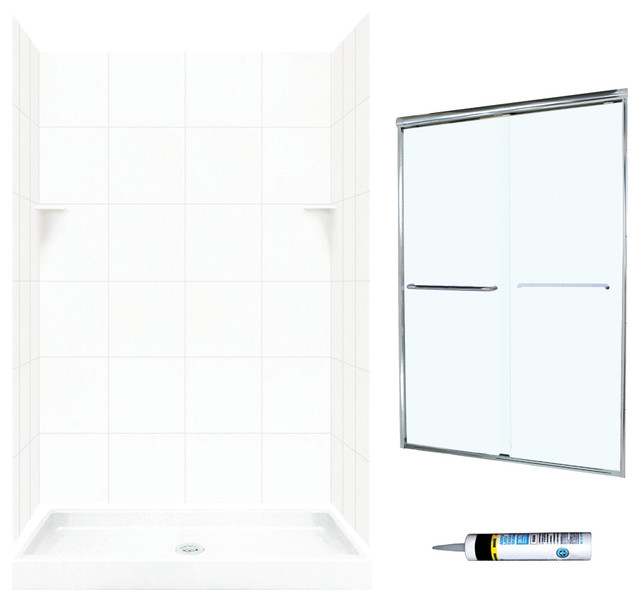Alcove Shower Kits, White/Bisque/Tahiti Desert, 48"x34"x72.5 ...