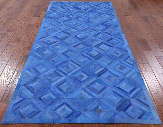 4' X 10' Overdyed Natural Cowhide Runner Rug - Q2726