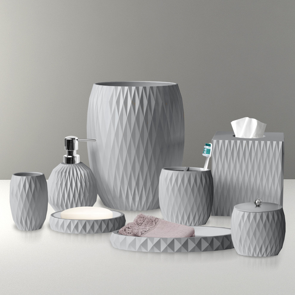 Resin Bath Accessory Set for Vanity Countertops 8 Piece Luxury Ensemble ...