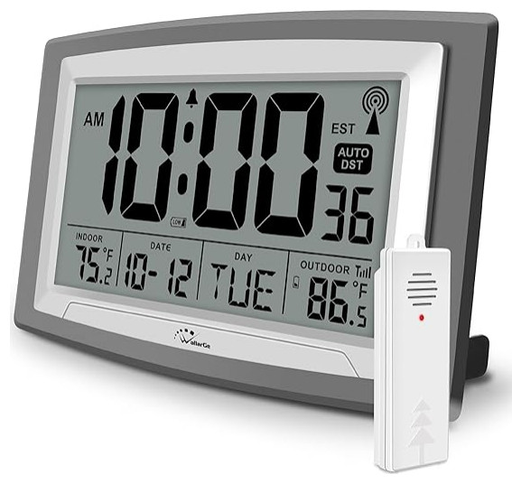 Atomic Clock with Outdoor and Indoor Temperature - 12.5