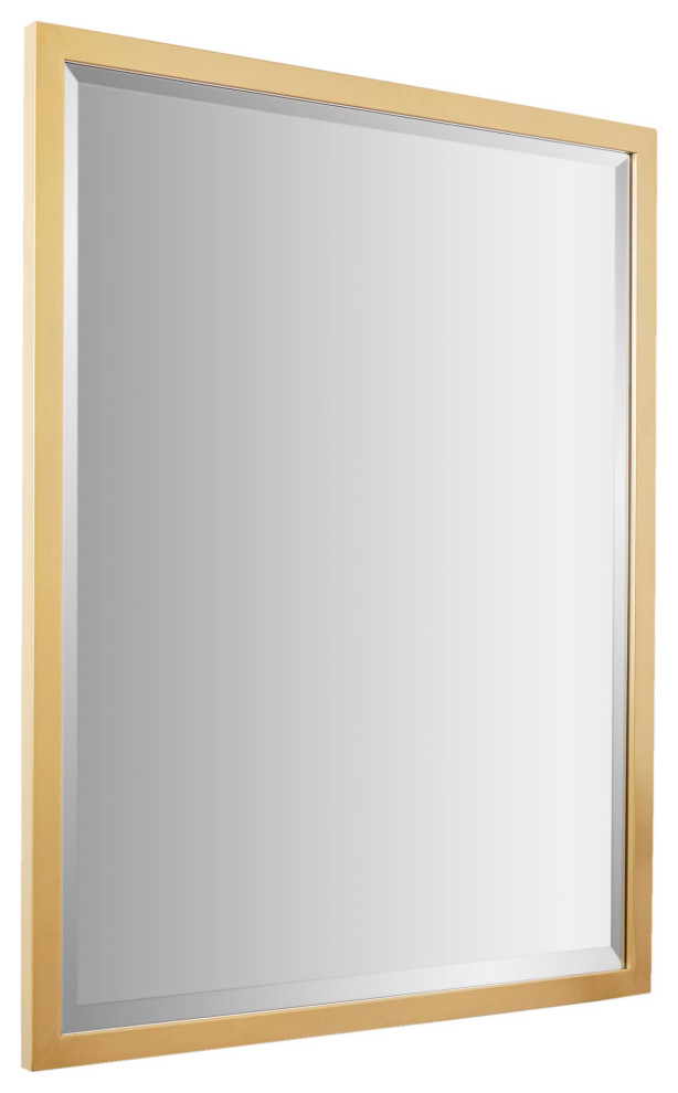 Head West Brass Metal Framed Beveled Edge Rectangular Vanity Mirror