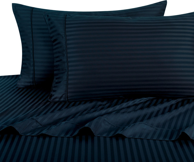 Set of 2 600 TC 100 Cotton Stripe Pillowcases, Standard Contemporary