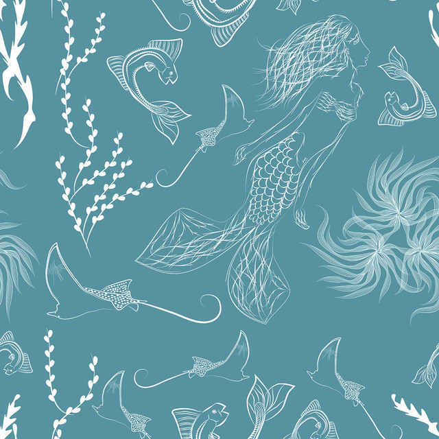 Ocean Mermaid Removable Wallpaper - Beach Style - Wallpaper - by ...