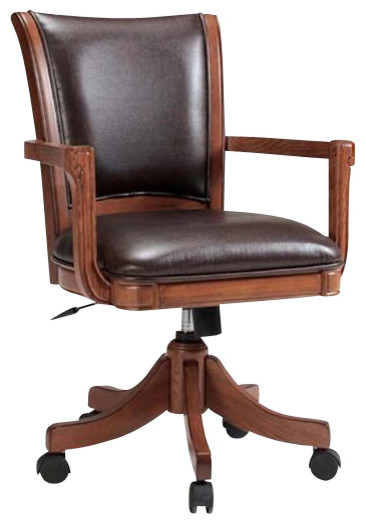 Park View Caster Game Chair, Traditional Leather Office Chair