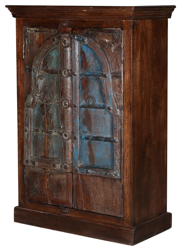 Willamette 33" Arched Door Rustic Blue Accent Armoire Storage